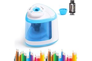 LOBKIN Electric Pencil Sharpener,Mechanical Pencil Sharpener Battery Operated with Container,Manual & Electric Sharpener Switch,Ideal for NO.2 Pencils