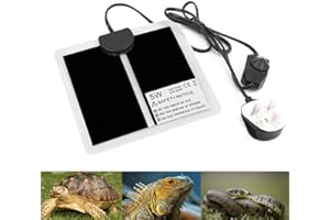 PeSandy Reptile Heating Mat with Temperature Adjustment, 5W Non-Adhesive Heat Pad for Reptiles Tortoise Snakes Lizard Gecko Hermit Crab Turtle Amphibians - Removable Under Tank Heat Pad (5.9x5.5 inch)