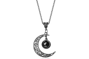 AWARDSEN Gothic Moon Necklace for Women Crescent Moon Pendant Retro Punk Necklace Vintage Jewellery Christmas Birthday Spooky Gothic Witchy Gifts for Women Her