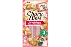 CT-TRONICS Churu Bites Snack para Gatos 12x3x10 Gr (Atún con Salmón)