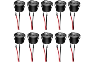 mxuteuk 10 pezzi interruttore a bilanciere nero rotondo marino con interruttore a levetta a filo pre-saldato AC 6A/250V 10A/125V SPST 2 pin 2 posizioni on/off KCD1-2-101-X