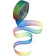 Amerisky Organza Ribbon, 50Yards 25mm Shimmer Sheer Satin Ribbons for Gift Wrapping, Rainbow Colour