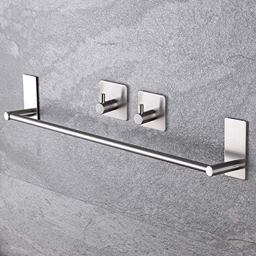 ZUNTO Toallero con 2 Ganchos Adhesivo Toalleros Barra de Aro Para Baño Acero Inoxidable 40cm