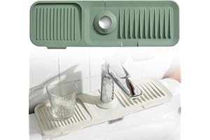BUSLUM Silicone draining Mat Kitchen Silicone Draining Mat for Kitchen Sink, Silicone Draining Mat, Silicone Faucet Splash Guard, Sink Splash Guard Behind Faucet, Sink Faucet Absorbing Drying Mat