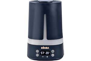 BÉABA, Humidificateur d'Air Chambre Bébé, 4L, 27h Autonomie, Silencieux, Veilleuse 7 couleurs 3niveaux luminosité, Buse 360°, 2 Modes, Ecran LED, Minuteur, Night blue