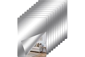 ATPWONZ 10 Pack Mirror Wall Stickers, Flexible Mirror Sheets,Self Adhesive Mirrors,Mirror Stickers Stick on Mirrors for Home Wall Decoration, 6 x 8inch