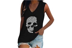 SHZFGUI Chemisie Femme Elastique Chemise Comfy Bohème Col V Polyeste Chemise Femme Découper sans Manche