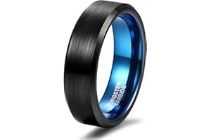 Titaniumcentral Damen Herren Ringe aus Wolframcarbid Gebürstet Schwarz Verlobungsringe Trauringe