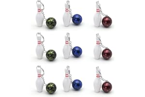 BLLREMIPSUR 9 Pieces Bowling Ball Keychains, Color Bowling Ball Pendant Mini Bowling Ball Key Ring Bowling Ball Hanging KeyRing