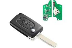 Lizbn Coque de clé Peugeot 308 Partner télécommande à 3 Boutons Compatible Peugeot 207 307 308 407 607 Citroën C2 C3 C4 CE0523 433MHz Télécommande Puce ID46 (PCF7941) (Signal Ask, Lame HU83)