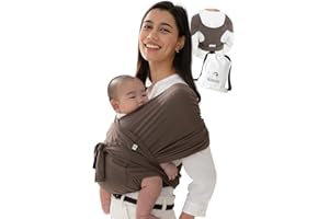 Konny Baby Carrier Elastech Luxury Carrier Wrap, Easy to Wear Baby Wrap Carrier, Perfect Essentials Cloths for Newborn Babies up to 44 lbs, (Mocha, 3XL)