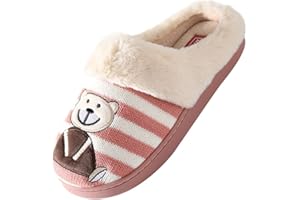 JOMIX Zapatillas Casa Mujer Invierno con Peluche Comodas Pantuflas Mujer Cerradas Zapatillas Mujer Casa con Estampado de Ositos
