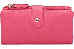 LeahWard Women's Soft Faux Leather Purse Wristlet Card Holder 611 (Fuchsia)
