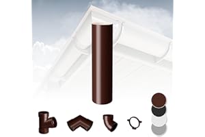 RAINWAY S Regenrinnen System (Fallrohr braun) - PVC-U Kunststoff in 4 Farben, für Dachflächen < 100m² empfohlen, Kunststoffrinne Carport Entwässerung