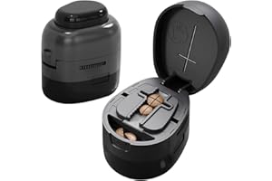 Dzmuero Taglia Pastiglie, Taglia Pillole di Precisione, Regolabile, Portatile, 1 diviso in 2, 1 diviso in 4, Taglierino per Medicinali Multifunzionale, Scatola (NeroGrigio)