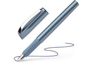 Schneider Ceod Shiny Stylo à plume (pour droitiers et gauchers, plume M, cartouche d'encre bleu royal incluse) bleu, Medium