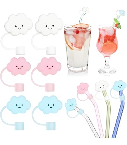 12 Stück Staubdichte Strohkappen + Aufbewahrungstasche – Bunte PVC-Kappen Für Trinkhalme