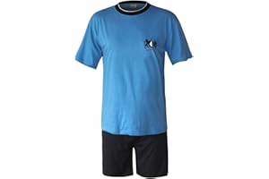Moonline nightwear Herren Schlafanzug kurz 100% Baumwolle Herrenschlafanzug Shorty Herren Kurzer Schlafanzug Herren Shorty Pyjama kurz Nachtwäsche Herren in den Größen M L XL XXL 3XL