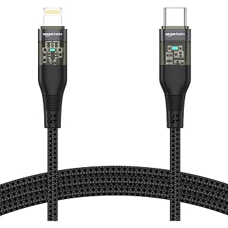 Amazon Basics Type-C to Lightning iPhone Cable | 30W Fast Charging, 480Mbps Data Sync, Car AirPlay, LED Indicator | Compatible with iPhone 14/13/12/11/10/8/7/6/6, iPad, AirPods | 1.2m | Black
