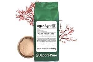 SaporePuro AGAR AGAR en polvo 500 g – Gelificante natural SIN GLUTEN – Ideal para cocina molecular, espesante para postres, mermeladas, flanes y helados