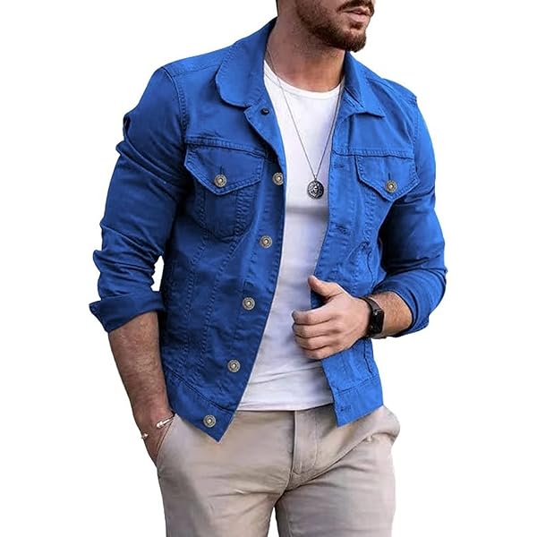 Retro Jeansjacke Herren Slim Fit | Modische Denim Jacke | Polyester Blend