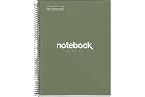 Miquelrius - Quaderno A4, Notebook Emotions, 80 Fogli da 90 g/m², Griglia 5 mm, 1 Striscia di Colore, Spirale Microforata, Taccuino a Scacchi, Copertina Extra Rigida, 4 Fori, Verde