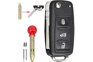 GZXNKEY 3 Buttons For VW Key Fob Replacement Volkswagen VW Golf MK6 Key Fob 2017 VW Caddy Key Case Transporter T6 Tiguan Polo Skoda Octavia Key Shell with Pin Removal Tool VW Up Fob Blade Removal