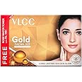 VLCC Gold Facial Kit with FREE Rose Water Toner - 300g + 100ml | 24K Colloidal Gold And Aloe Vera At Home Facial Kit | Bright & Radiant Complexion, Skin Cell Regeneration | Instant Glow Facial.