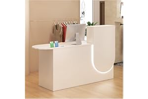 ZHENGQIAN Comptoir de Caisse Magasin,avec Lumière,Comptoir d'accueil avec Tiroirs Verrouillables,Élargir Le Bureau,pour Salon Salle de réception Caisse Lobby,Meuble de Bureau(B,LEFT-100cm/39.4in)