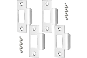 ZHONGSHUANG 4PCS Door Strike Plate,Stainless Steel Door Latch,Door Latch Plate,Standard Tubular Latch Replacement 70mm X 40.3mm for Door Frame Door Jamb Standard Strike Plates with Repair Screws