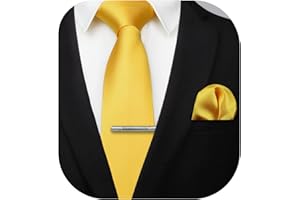 HISDERN Cravatta da Uomo e Fazzoletto da Taschino Classico Cravatta da Matrimonio Solida con Fazzoletto e Fermacravatta