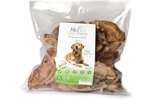 Premium Pigs Ears For Dogs - 16 Large Pieces for Highest Welfare Grade - Whole Natural Dried Healthy Snack Pork Ear Chew Treats by J&J Tasty Treats
