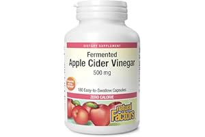 Natural Factors, Apple Cider Vinegar (Vinaigre de Cidre), 500mg, Haute Dosé, 180 Capsules végétaliennes, Végétarien, Sans Soja, Sans Gluten, Sans OGM