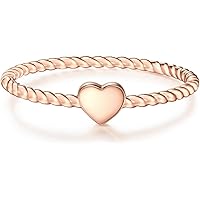 GLANZSTÜCKE MÜNCHEN Damen-Ring Herz Sterling Silber rosévergoldet - Damen-Schmuck Freundschafts-Ringe dünner Steck-Ring