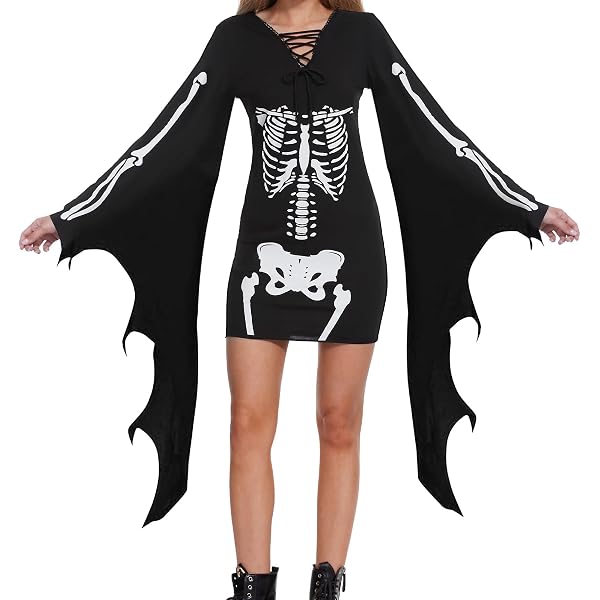 Disfraz de Esqueleto para Mujer, Medias de Hueso, Negro, Halloween y Carnaval Disfraz de Esqueleto para Mujer, Medias de Hueso, Negro, Halloween y Carnaval