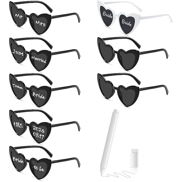 BOOMTOP 6 Paires Lunettes Cœur Rose + 6 Bandanas Foulards Carrés Rose - Accessoires Fête Mariage EVJF