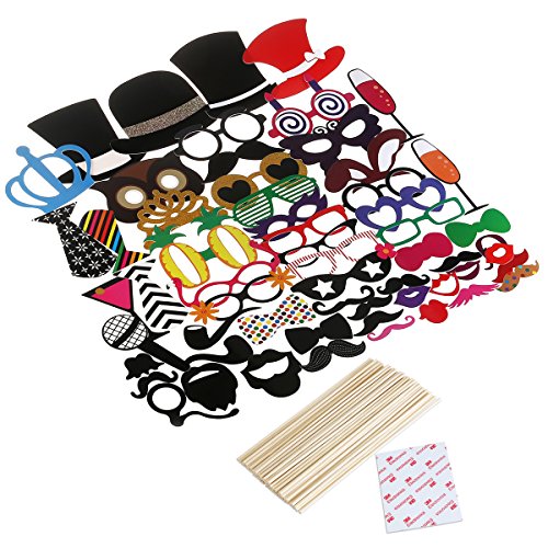 Tinksky Photo Booth 60pcs Kit für Hochzeit Party Geburtstage Photobooth Dress-Up Zubehör Party Favors - 5