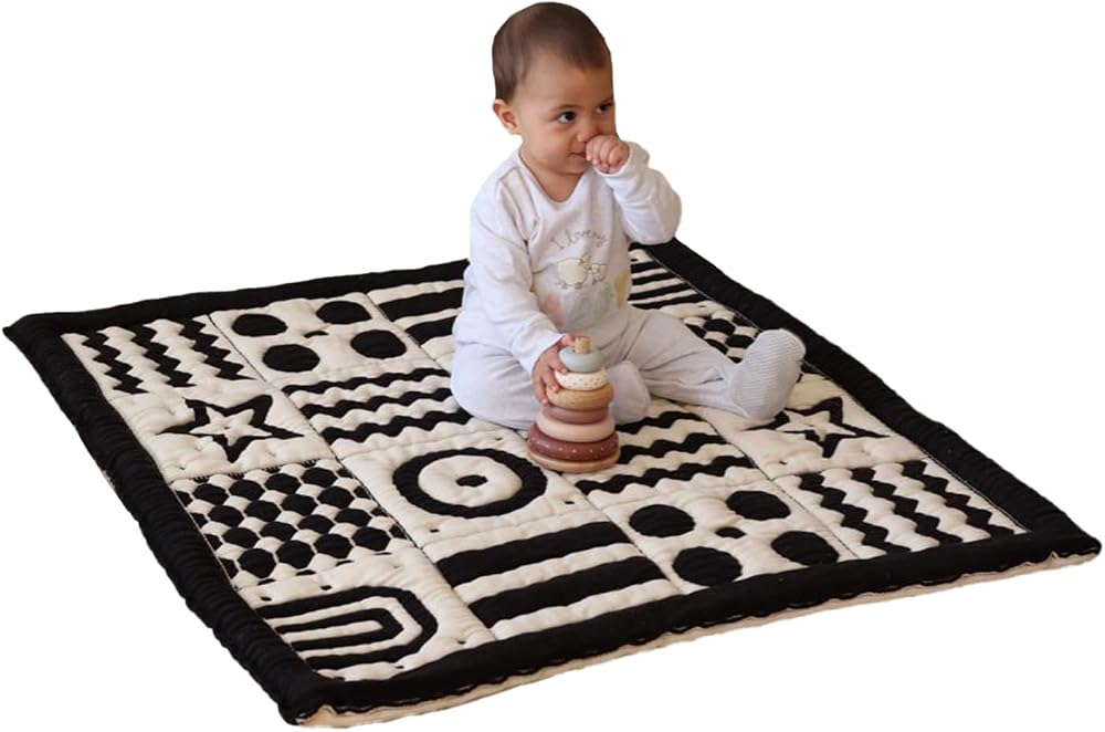 3D Yumuşak Organik Pamuk Emekleme Battaniyesi – GOTS Sertifikalı, 100x100 cm, Montessori Tasarım, Motor Beceri Gelişimi için, Çift Taraflı, İplik Ucu İçermez, Yıkanabilir ve Sürdürülebilir
