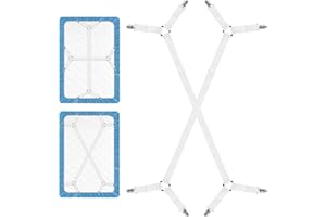 ZAOHUI 2 Pcs Bed Sheet Clips for Bedding, Adjustable Length Fitted Sheet Clips, Universal Bed Sheet Holder Lock Grippers, Mattress Sheet Clips Straps for Fixing Sheets (White)
