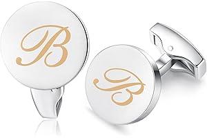 Honey Bear Initiale Lettre Alphabet Boutons de Manchette - Acier Inoxydable pour Le Cadeau affaires de Mariage de Chemise Dhommes Argent brossé