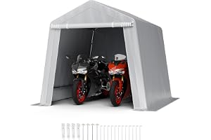 VEVOR Utomhusförvaringsskjul, 2,4 x 2,4 m bärbart förvaringstält med upprullningsdörr och ventiler, vattentät baldakin, kraftig ram, uteplats garage carport för motorcykel, gräsklippare, cykel