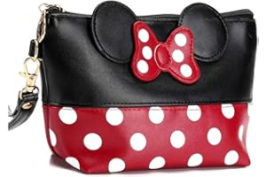 Boyigog Mouse Ears Style Tupfen Kosmetiktasche - Damen Schminktasche Cartoon Mini Geldbörse für Handtasche Makeup Tasche,Schlüsseln, Kopfhörern, Lippenstift (Rot schwarz)