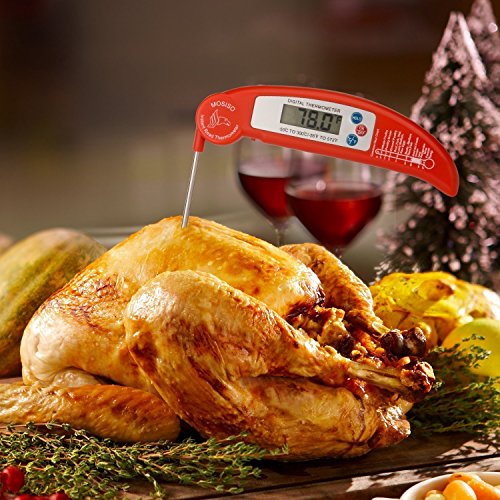 MOSISO Digitale Lebensmittel-Thermometer, Ultra Fast & Accurate Sofortdigitalanzeige Elektronische Grill Fleisch Essen / Grill-Thermometer, Rot - 4