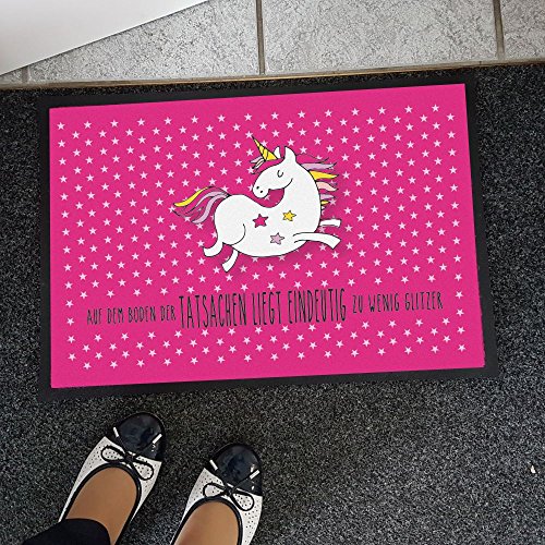 Einhorn Fußmatte „Auf dem Boden der Tatsachen liegt eindeutig zu wenig Glitzer“- Innenbereich – Außenbereich – Türmatte Schmutzfangmatte – 40 x 60 cm - 2