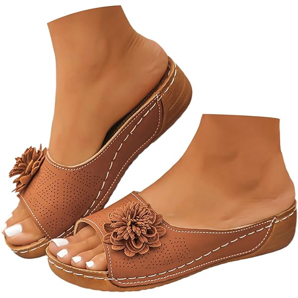 Sandales Compensées Confortables Pour Femmes - Mules En Cuir PU Respirant - Soutien De La Voûte Plantaire - Idéales été
