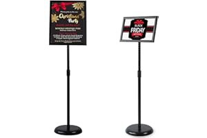 VAIIGO Infoständer Höhenverstellbar Aluminium DIN A4 Plakatständer Informationsständer Präsentationsständer Werbeständer (Schwarz, A4)