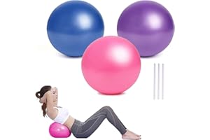 Moollyfox Lot de 3 Ballon Pilates de Gymnastique 25cm Yoga Ball Anti-éclatement Anti-Slip avec Tube Gonflable Équilibre Sport Balle pour Entraînement Abdominal et Épaules, Équilibre, Pilates