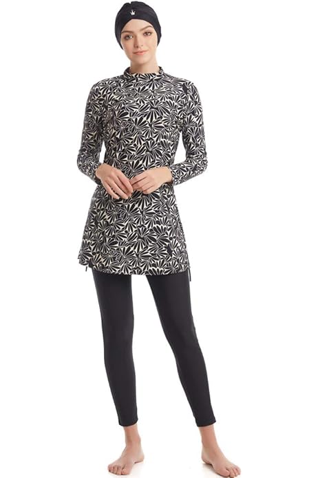 NaLatia 3-teiliger Burkini Set Mit Hijab - Voll Bedeckender Badeanzug Für Damen