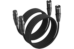 SONICAKE XLR mikrofonkabel 3M 2-pack hane till hona 3-stifts nylon flätad XLR-kabel