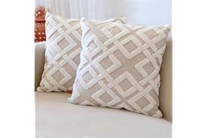 HAMUR HOME Conjunto De 2 Fundas De Cojín 45 X 45 Cm - Funda De Cojín Boho Decorativa - Funda Decorativa De Almohada para Sofá - Fundas De Almohadón Decorativas para Salón (Mila Beige)